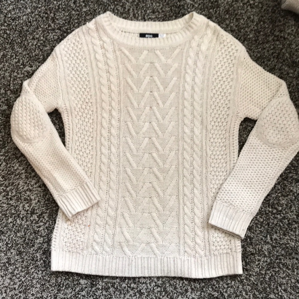 A.P.C. Cream Cable Knit Crewneck Sweater